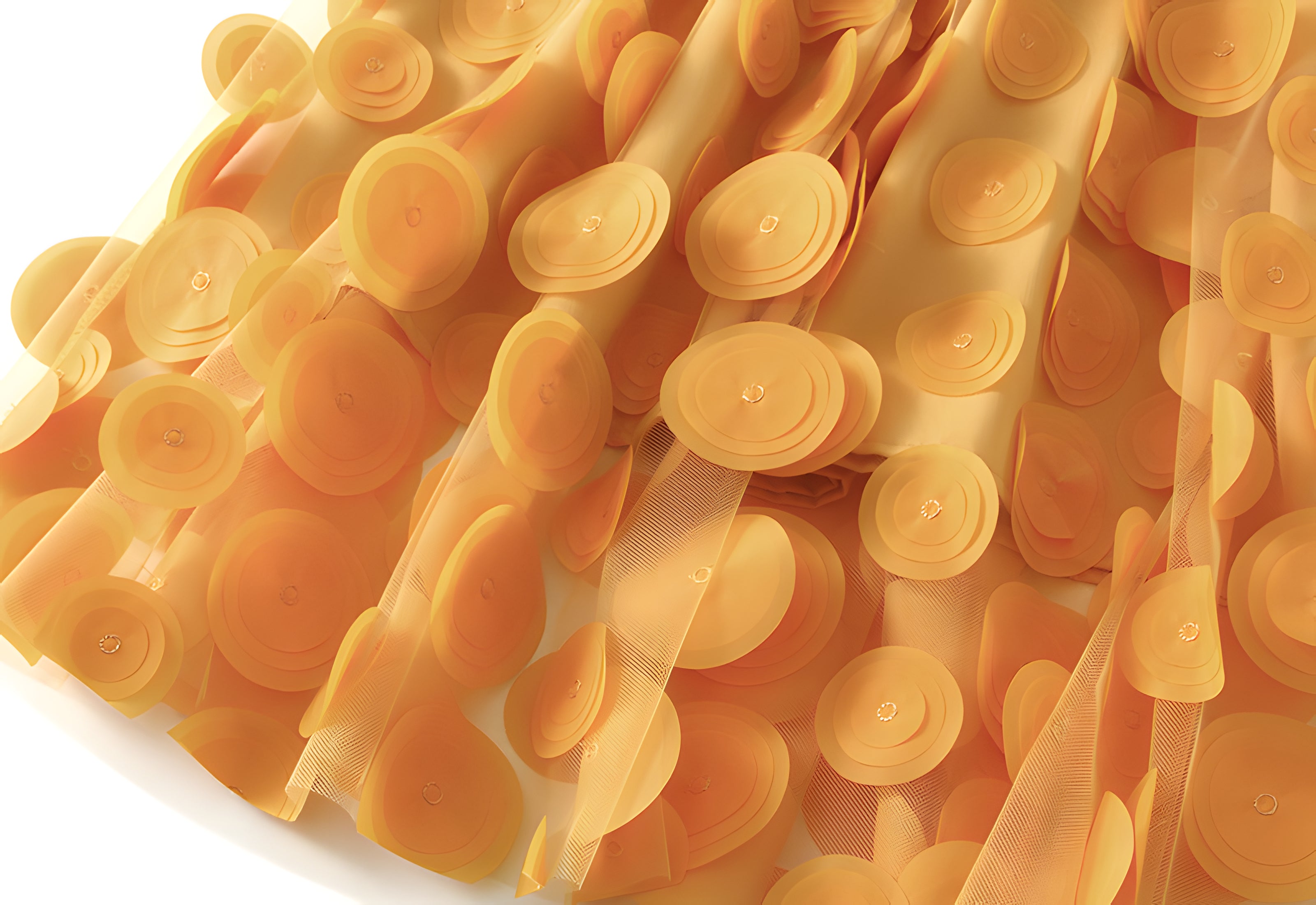 Polka Dot Hepburn Style Umbrella Mesh Skirt - 0931_YELLOW