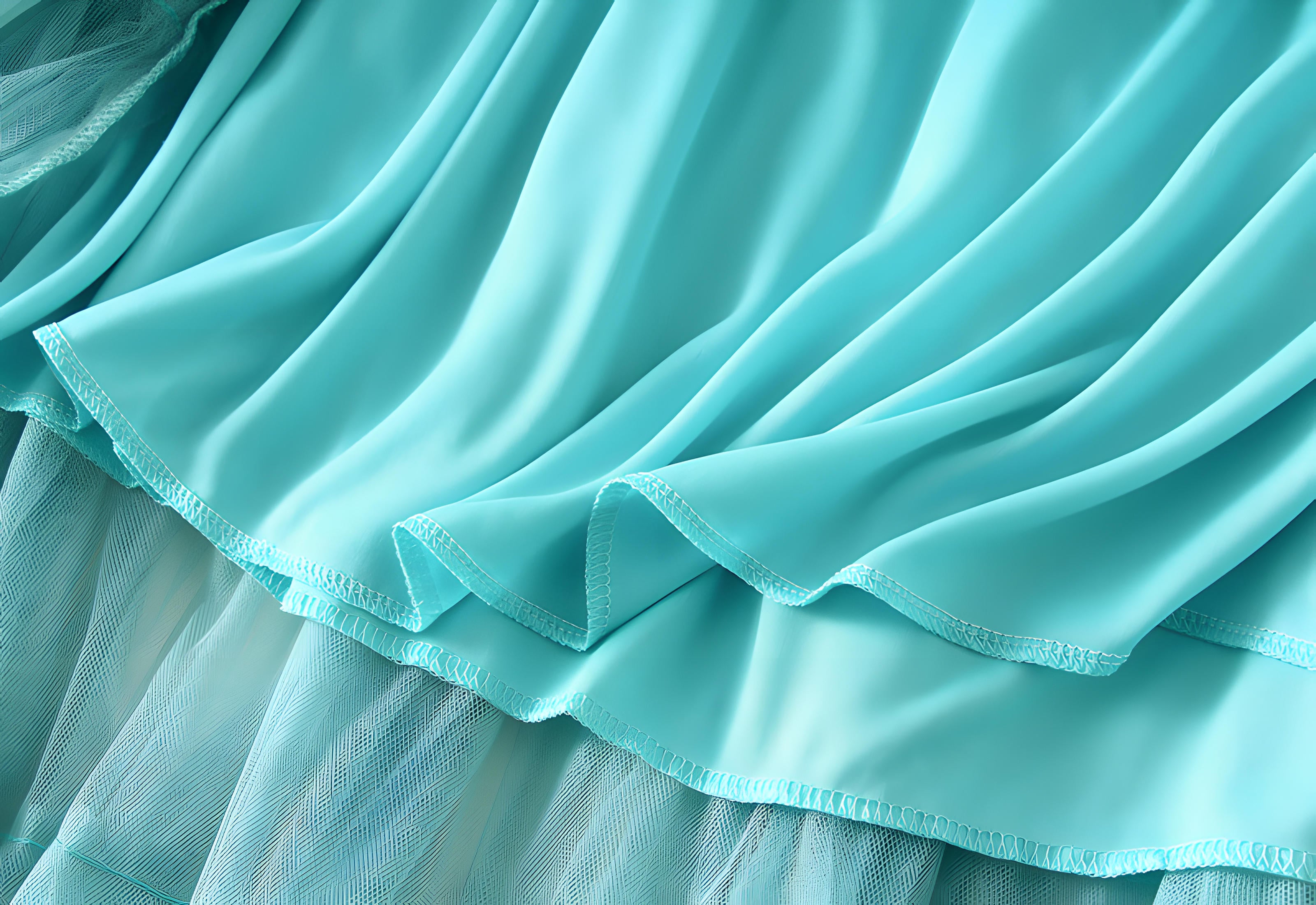 Heavy Mesh Gauze Multilayer Long Skirt With Satin Lining - 2210_LAKE BLUE