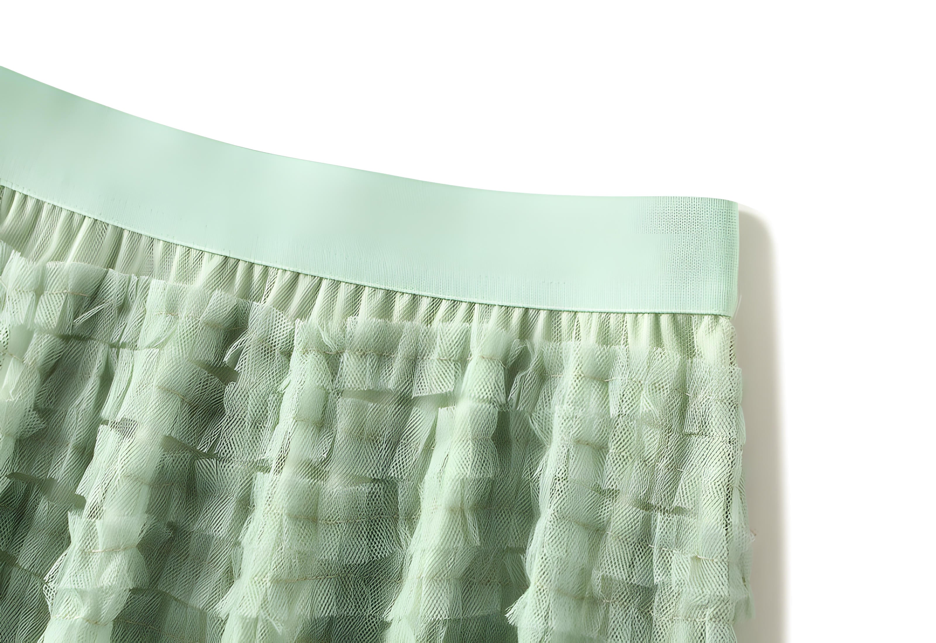 Heavy Mesh Gauze Multilayer Long Skirt With Satin Lining - 2210_LIGHT GREEN