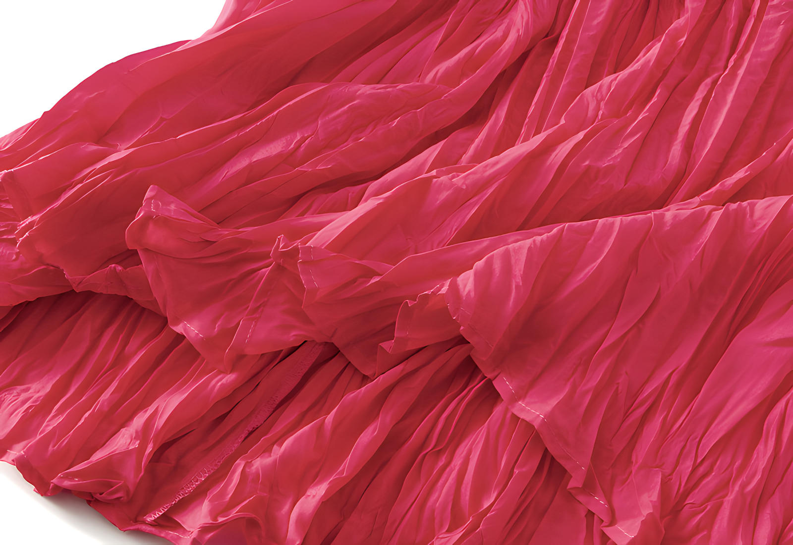 Crushed Self Design Pleated A-Line Skirt	- 0323_ROSE RED