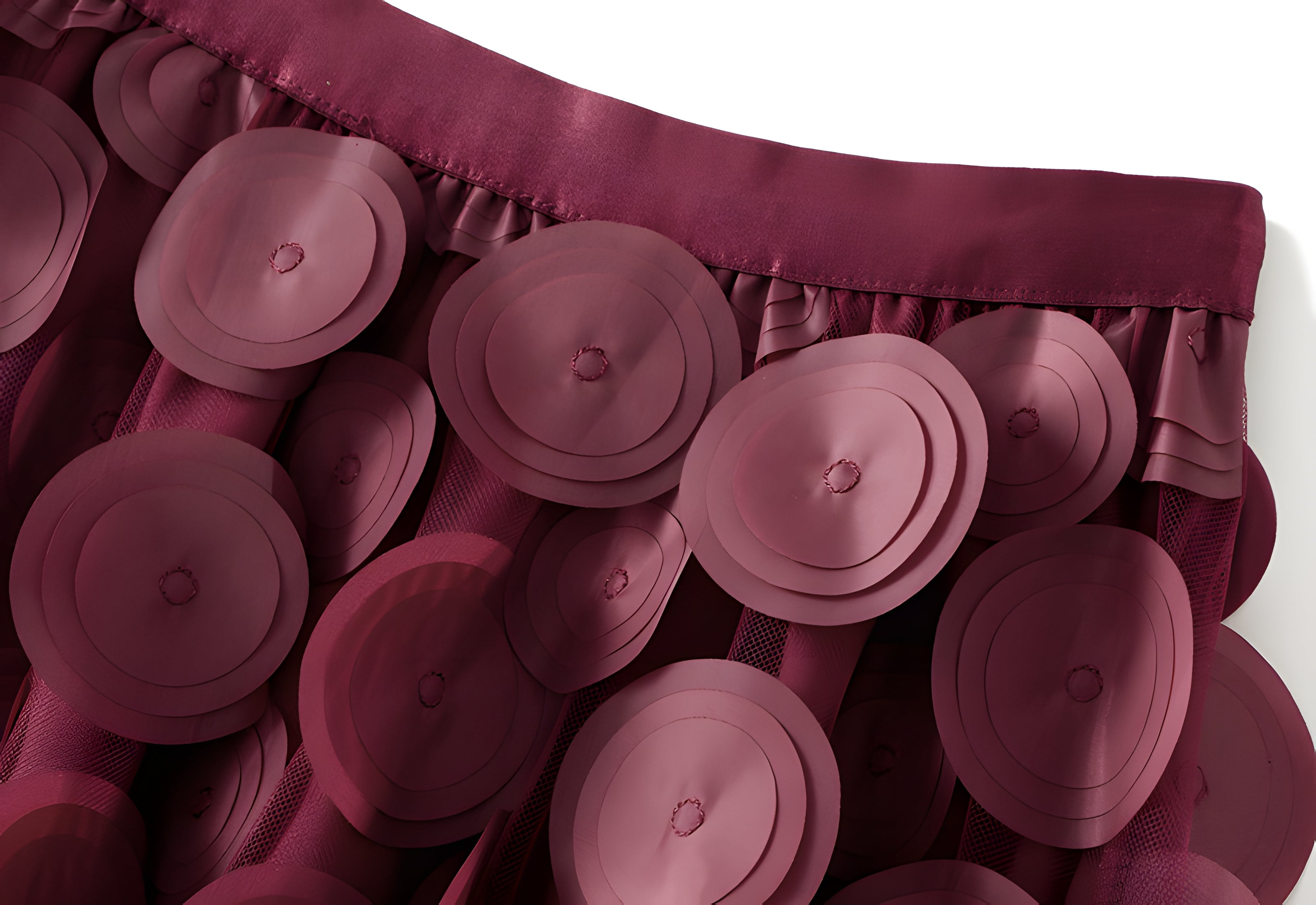 Polka Dot Hepburn Style Umbrella Mesh Skirt - 0931_WINE RED