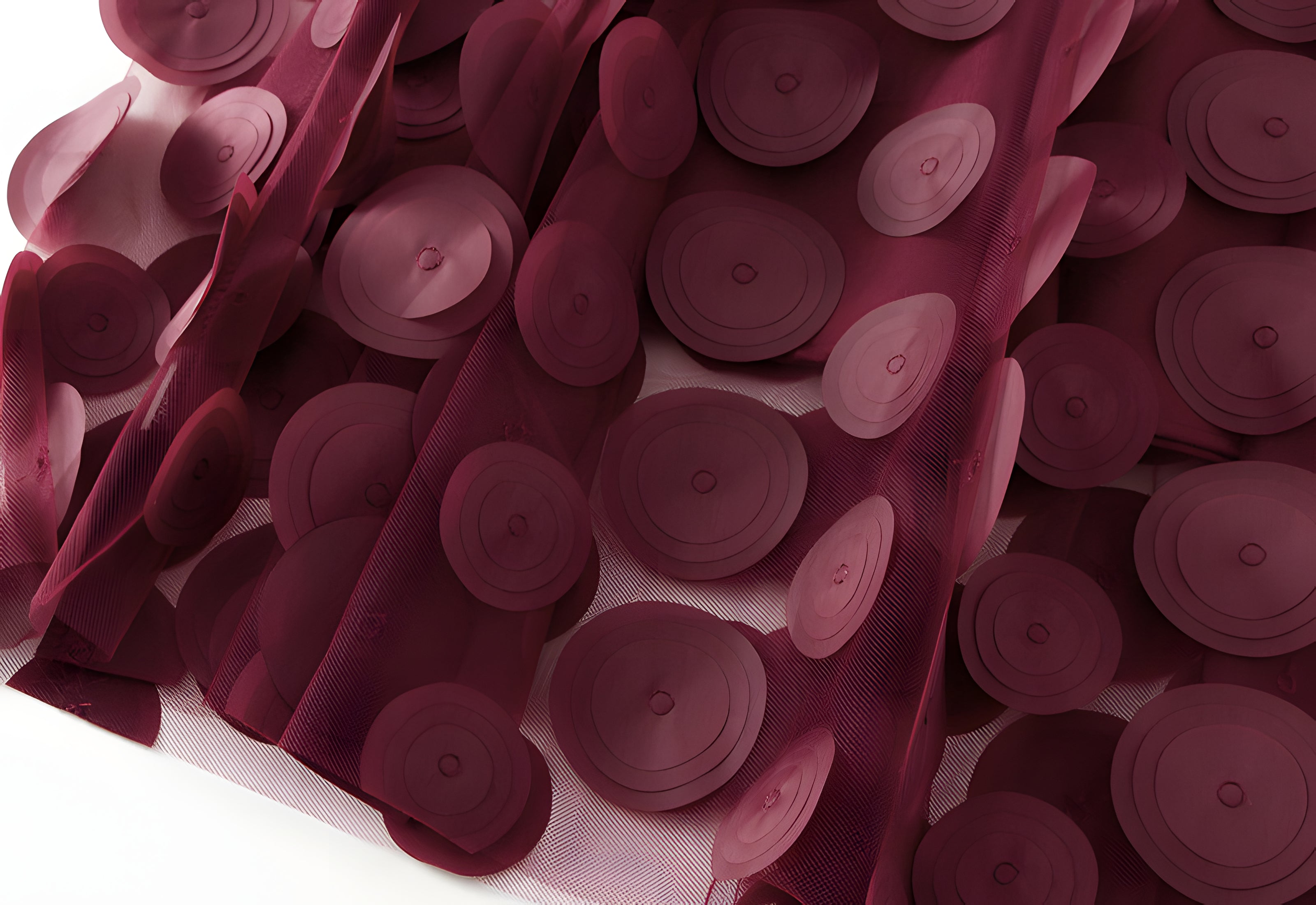 Polka Dot Hepburn Style Umbrella Mesh Skirt - 0931_WINE RED