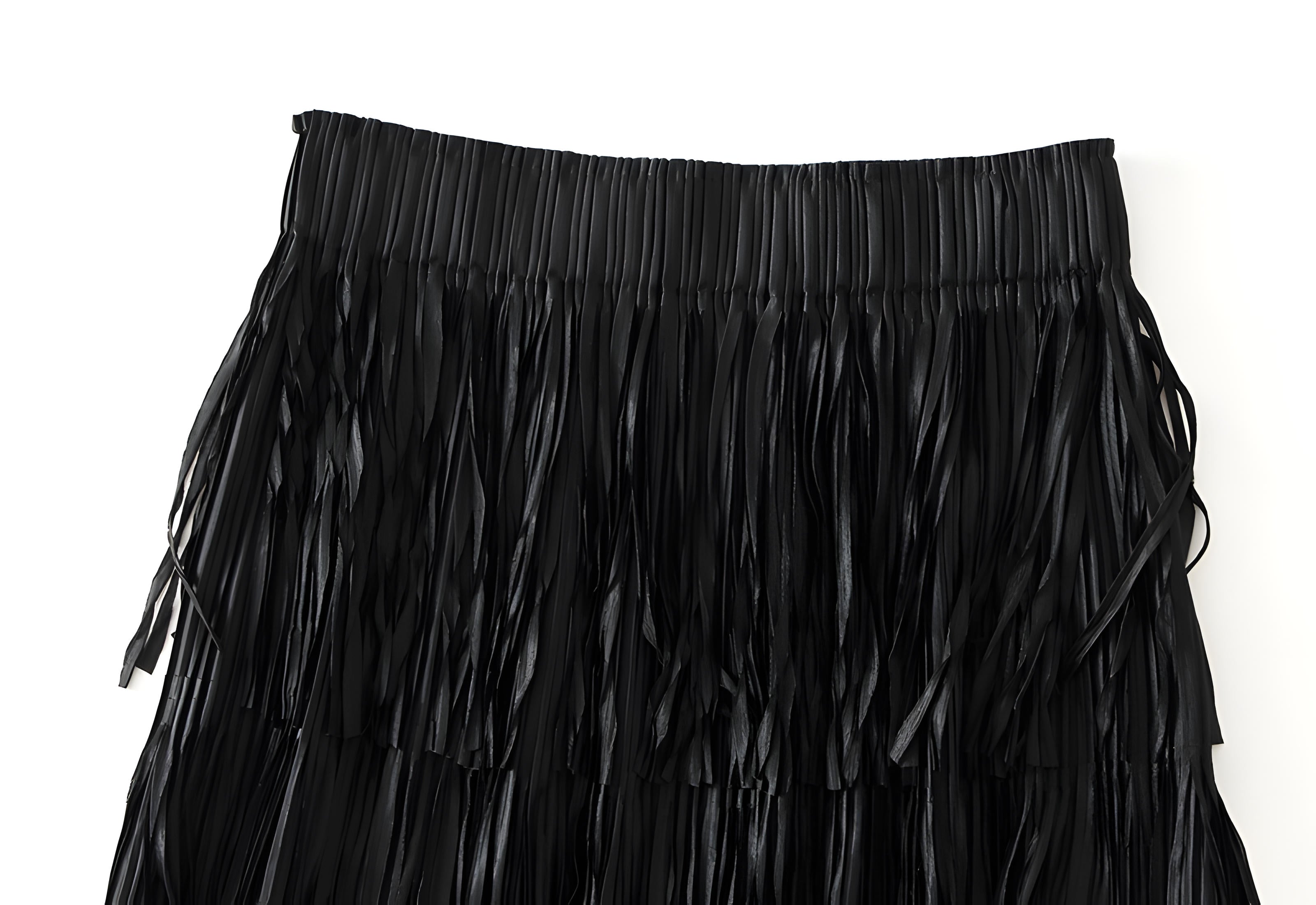 Multilayer Tassel Designer Skirt - 0666_BLACK