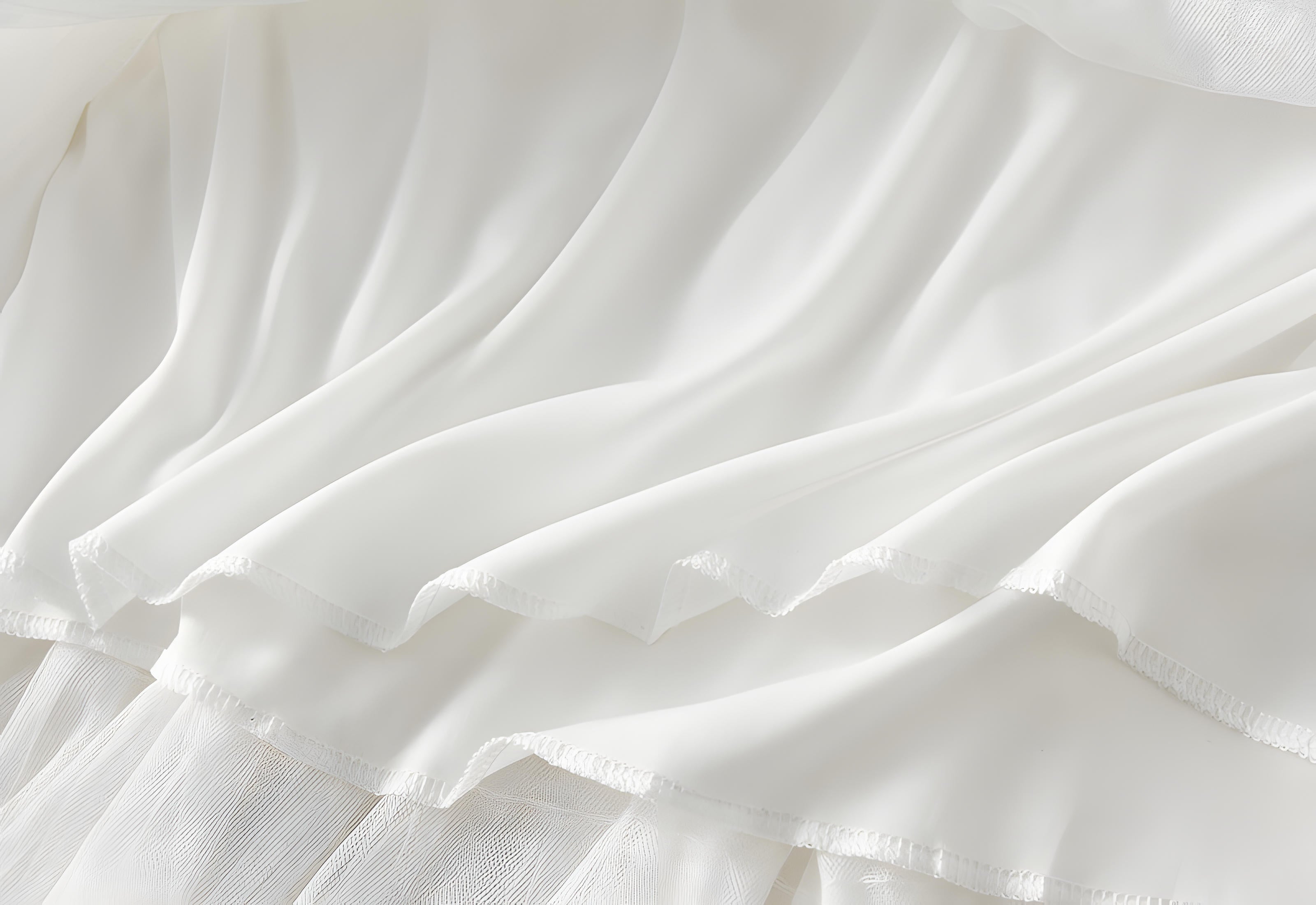 Heavy Mesh Gauze Multilayer Long Skirt With Satin Lining - 2210_WHITE