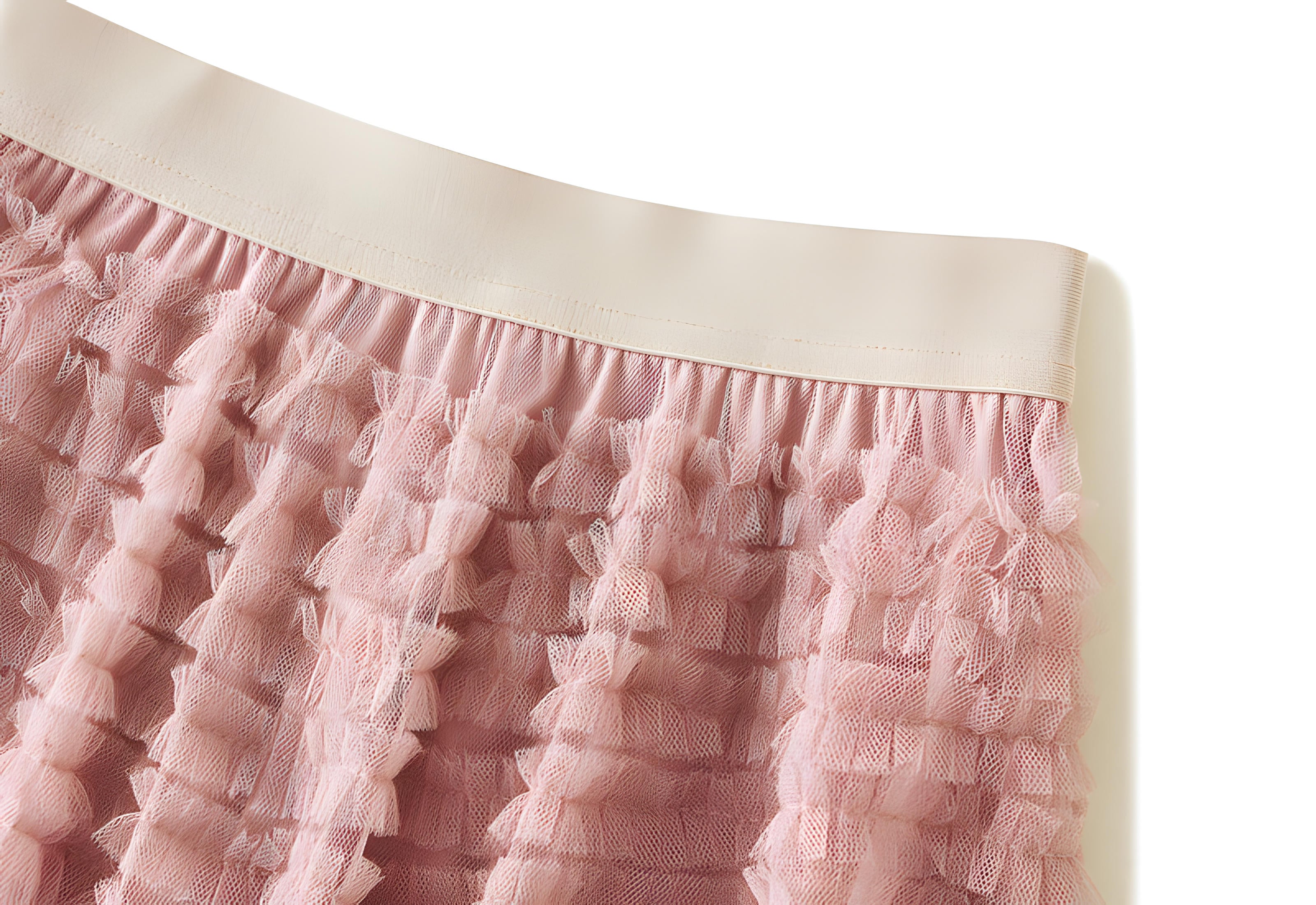 Heavy Mesh Gauze Multilayer Long Skirt With Satin Lining - 2210_LIGHT PINK