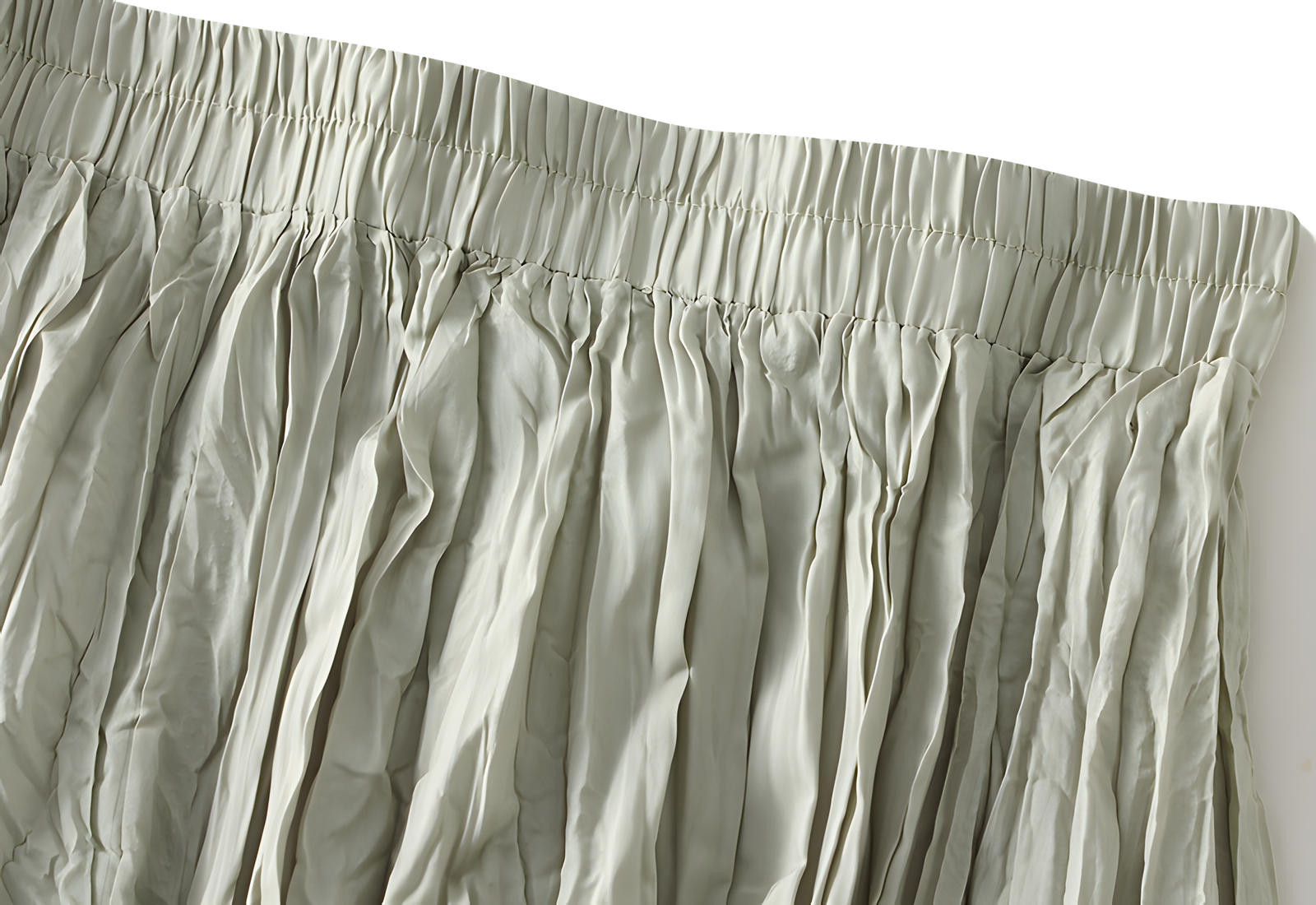 Crushed Self Design Pleated A-Line Skirt	- 0323_SAGE GREEN