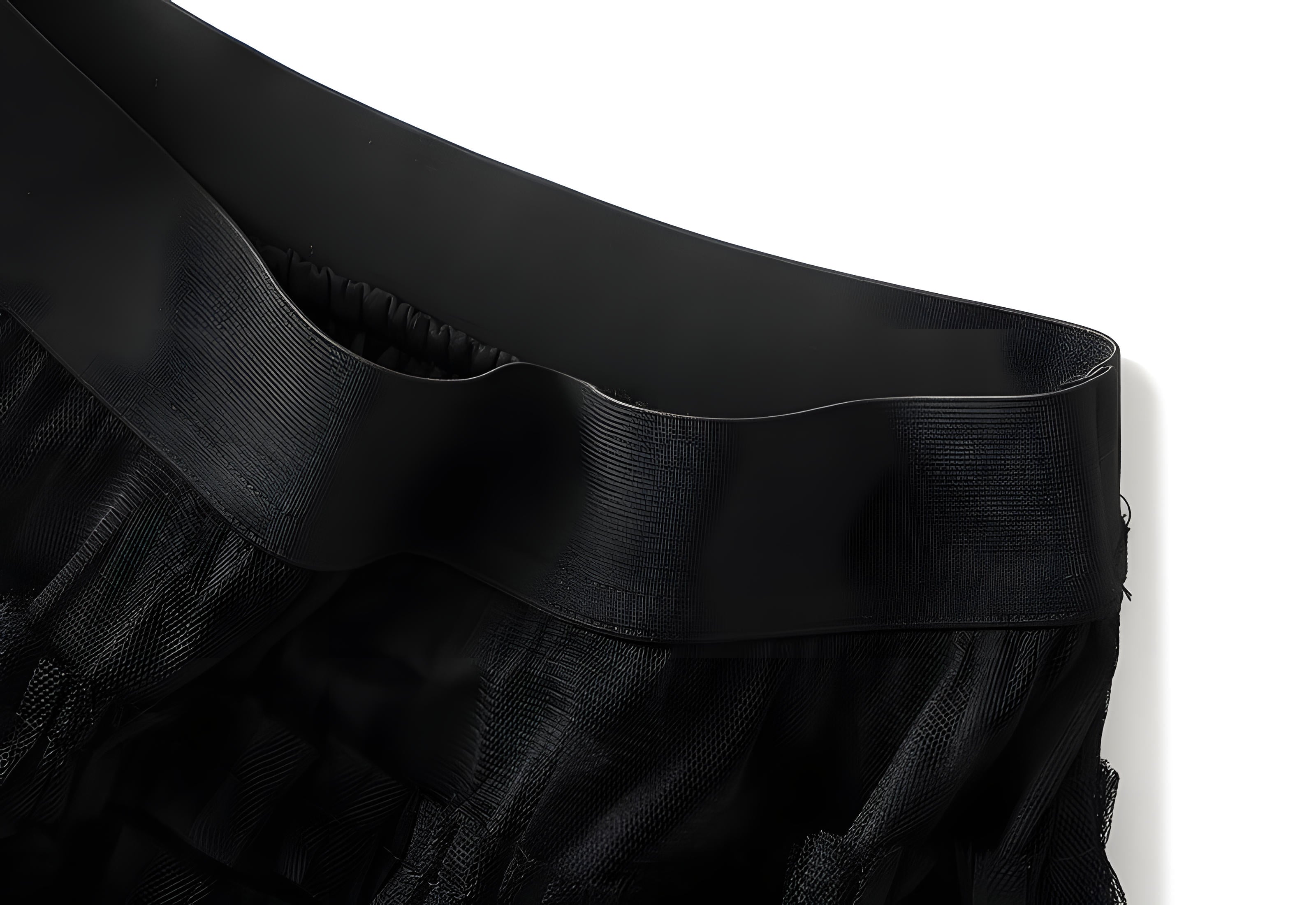 Heavy Mesh Gauze Multilayer Long Skirt With Satin Lining - 2210_BLACK