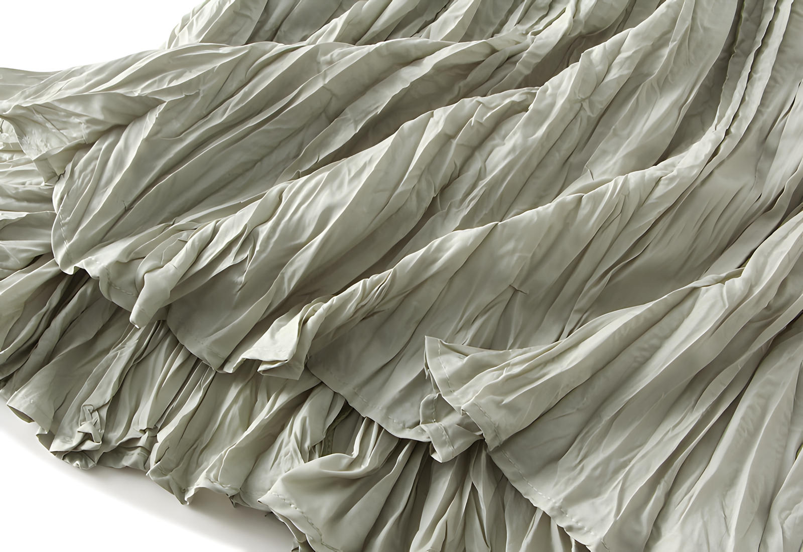 Crushed Self Design Pleated A-Line Skirt	- 0323_SAGE GREEN