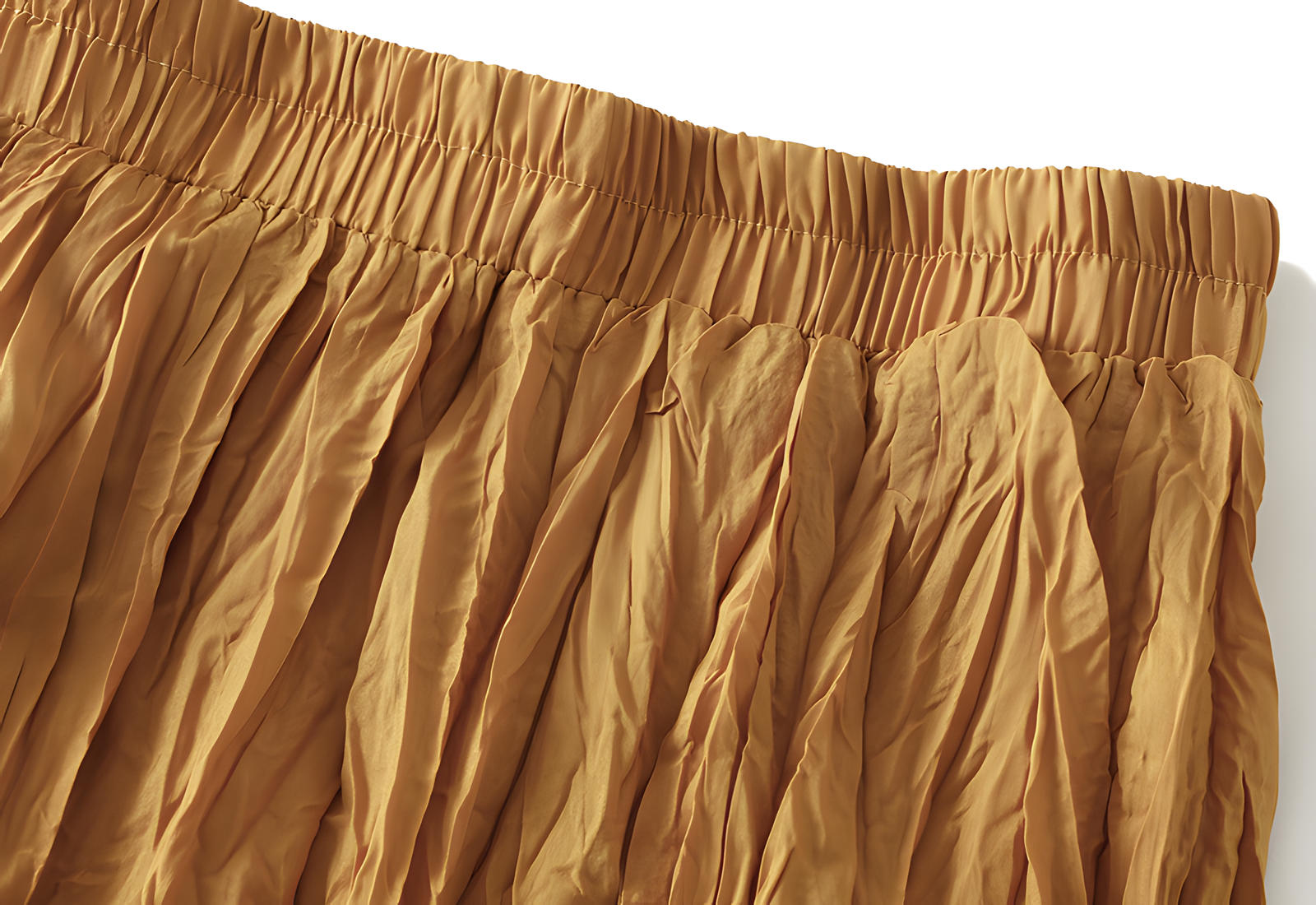 Crushed Self Design Pleated A-Line Skirt	- 0323_YELLOW