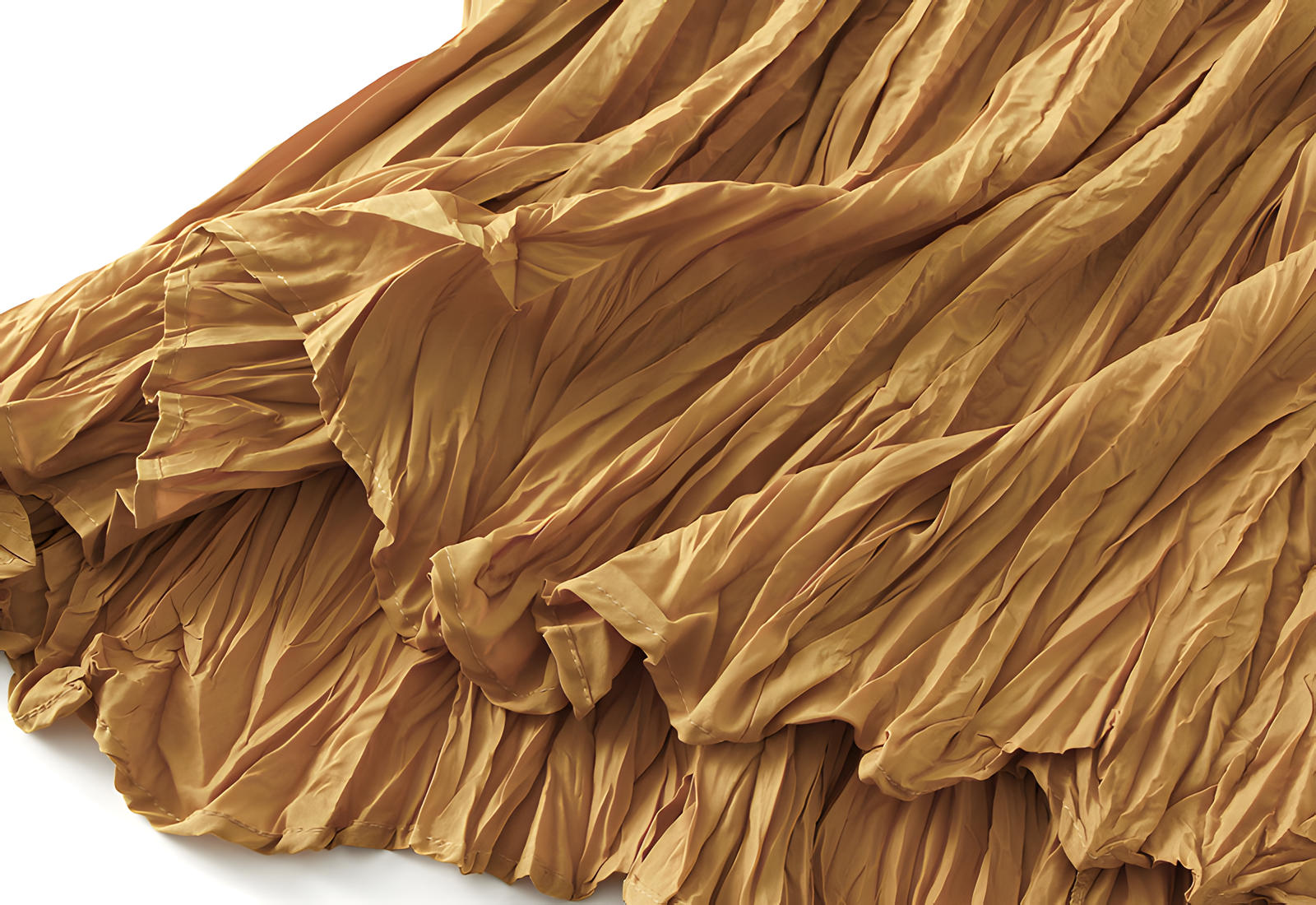 Crushed Self Design Pleated A-Line Skirt	- 0323_YELLOW