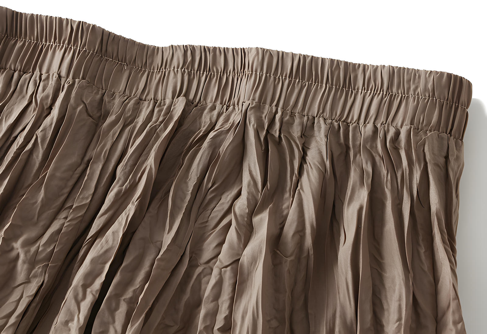 Crushed Self Design Pleated A-Line Skirt	- 0323_KHAKI