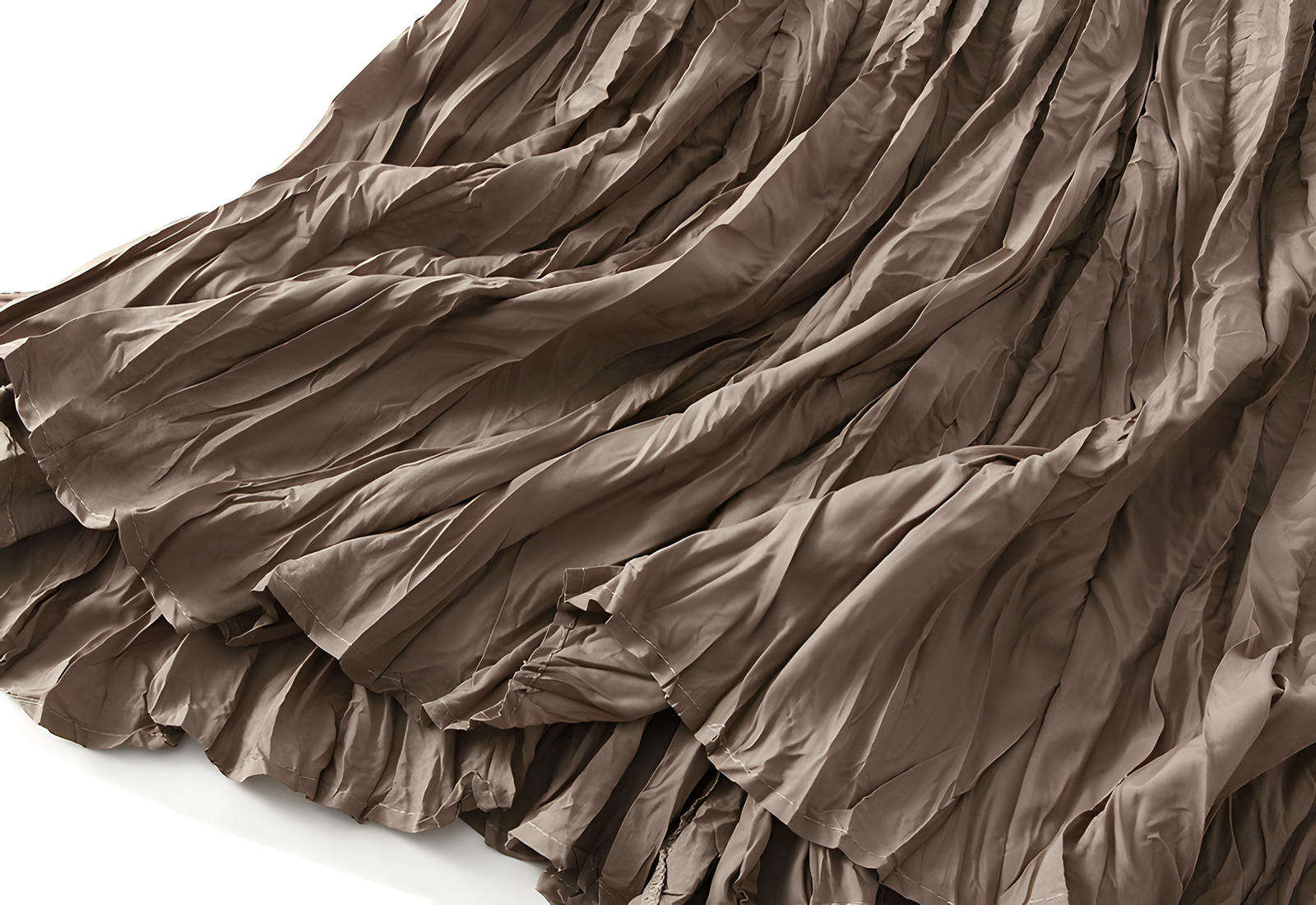 Crushed Self Design Pleated A-Line Skirt	- 0323_KHAKI