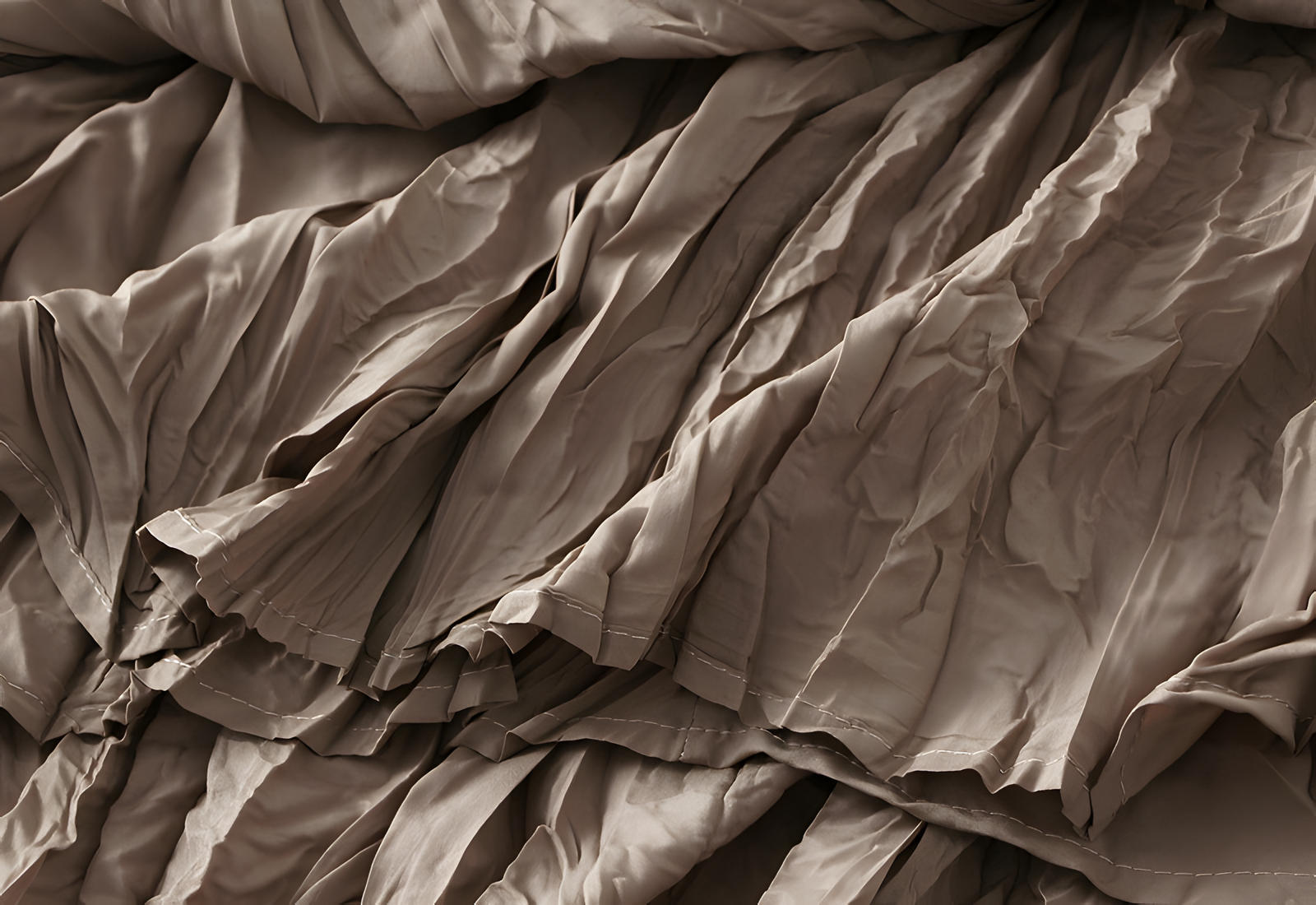 Crushed Self Design Pleated A-Line Skirt	- 0323_KHAKI