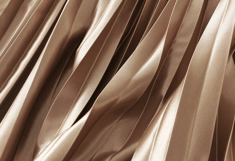 High-Gloss Pleated A-Line Skirt - 8059_KHAKI