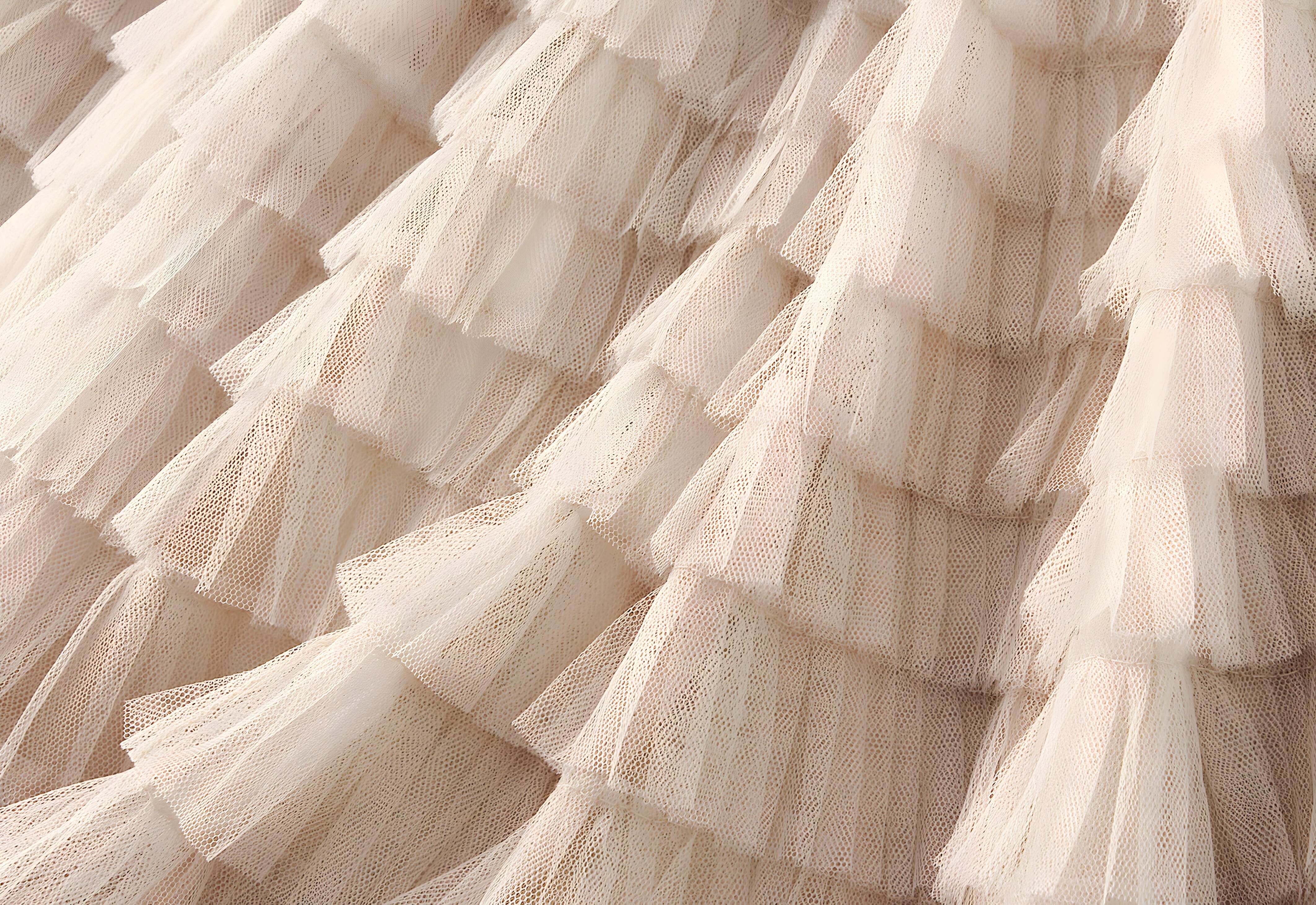 Heavy Mesh Gauze Multilayer Long Skirt With Satin Lining - 2210_APRICOT