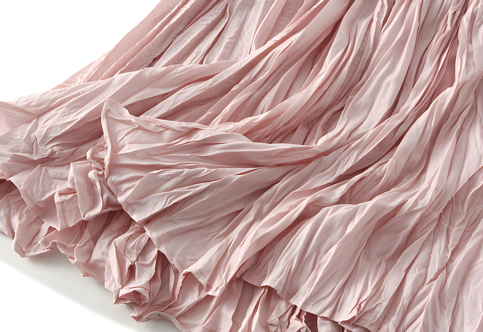 Crushed Self Design Pleated A-Line Skirt	- 0323_PINK