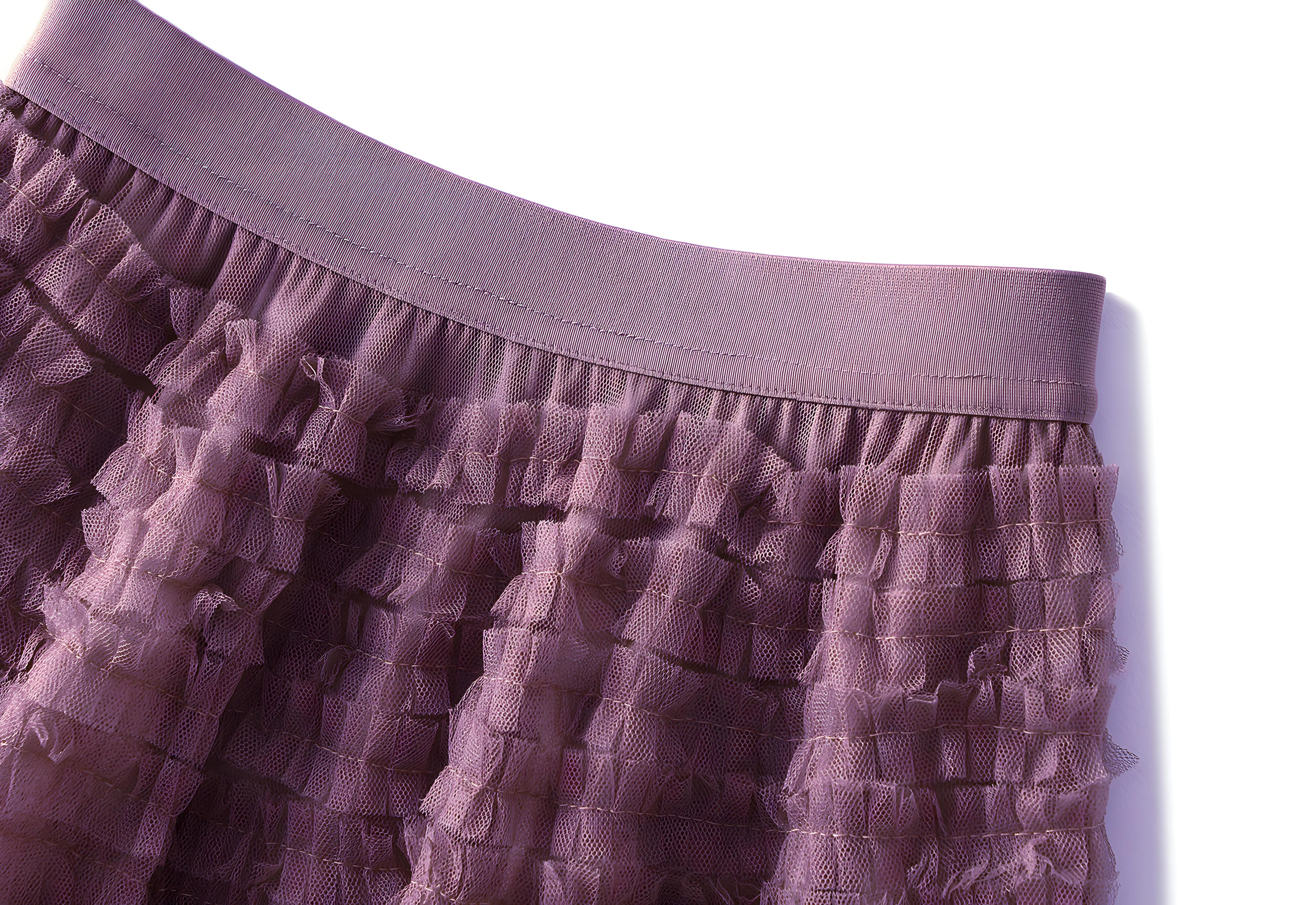 Heavy Mesh Gauze Multilayer Long Skirt With Satin Lining - 2210_DEEP PURPLE