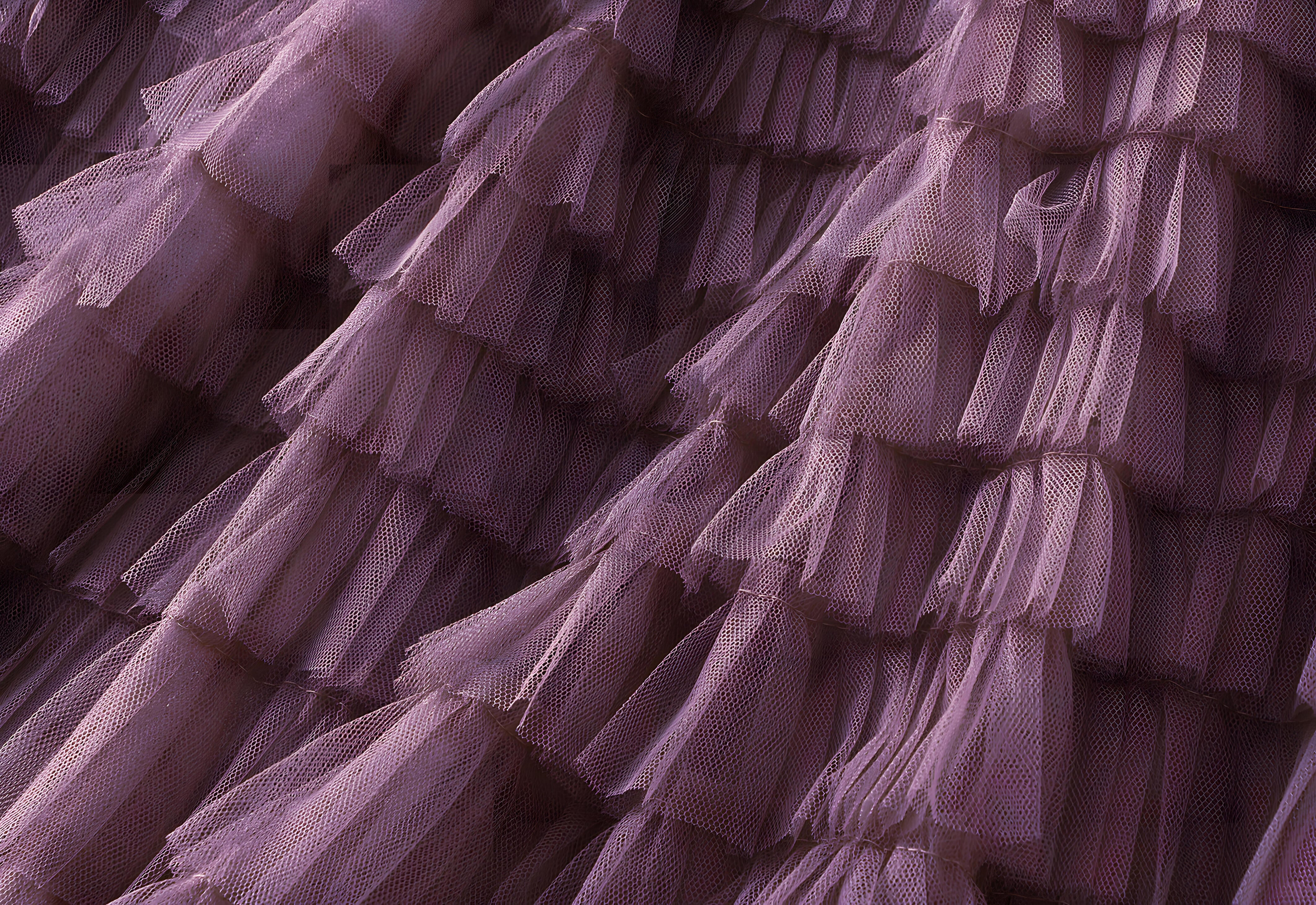 Heavy Mesh Gauze Multilayer Long Skirt With Satin Lining - 2210_DEEP PURPLE