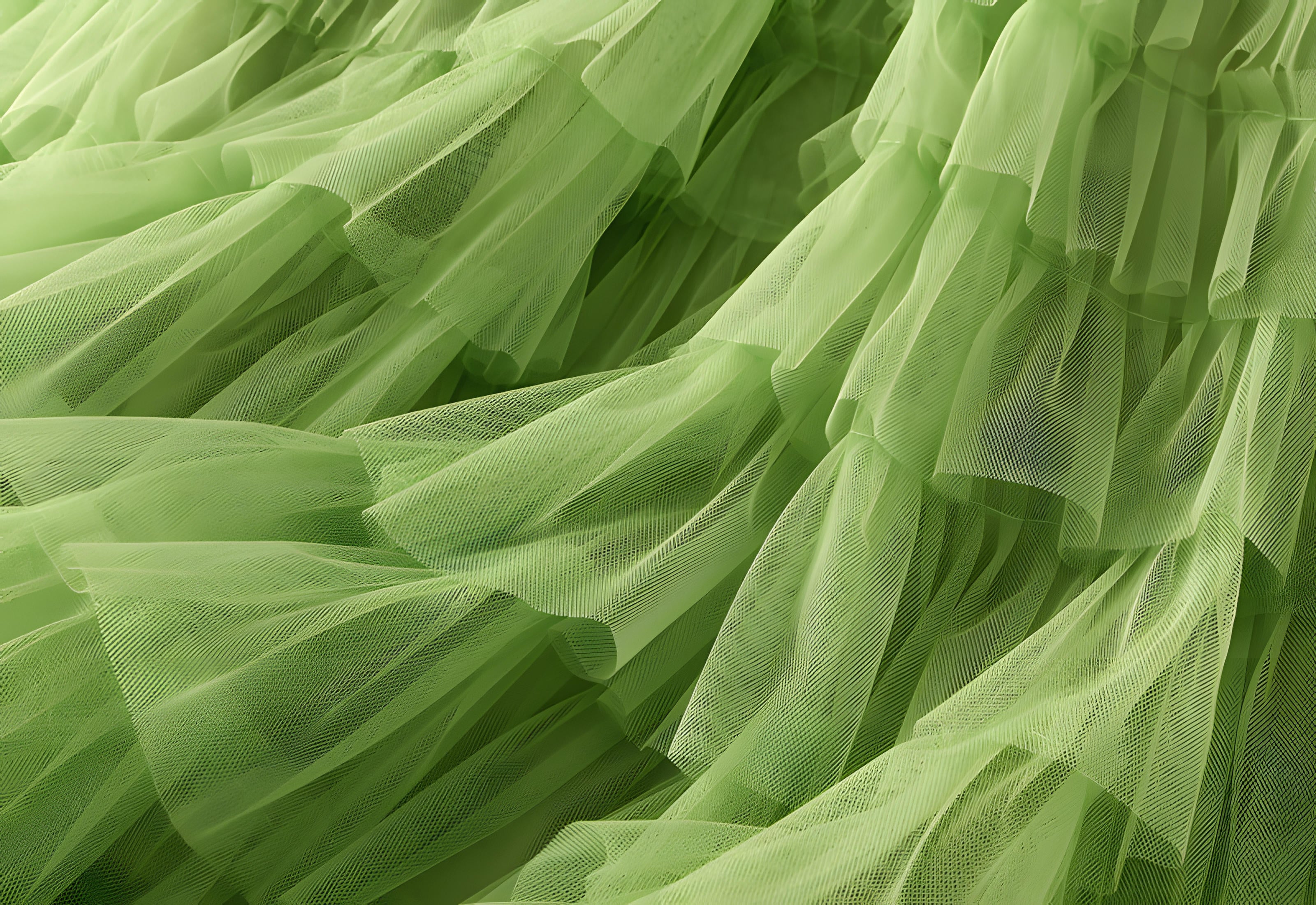 Heavy Mesh Gauze Multilayer Long Skirt With Satin Lining - 2210_FLUORESCENT GREEN