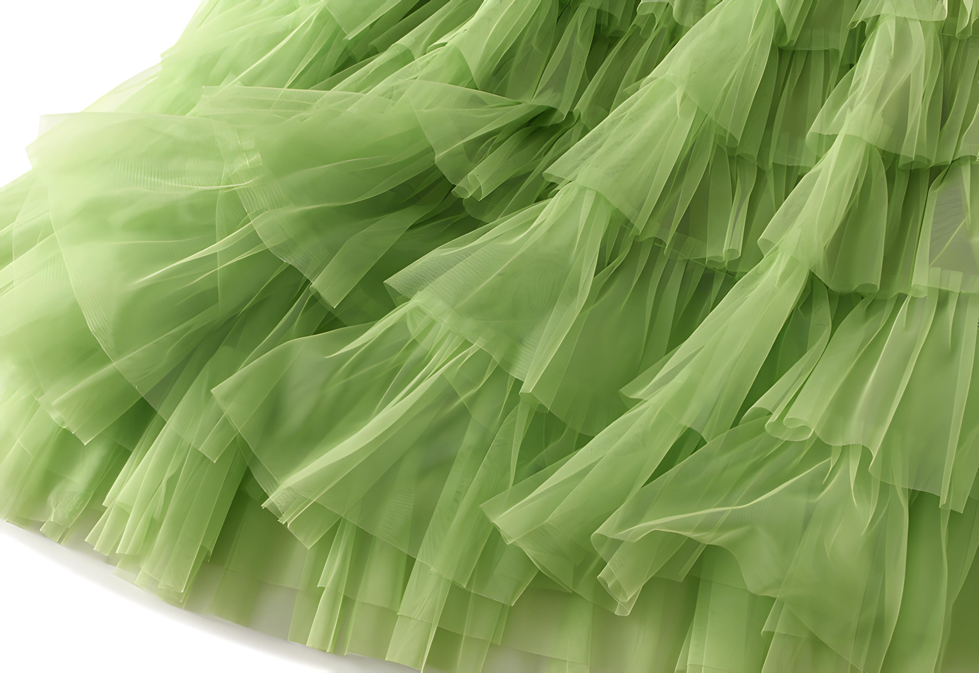 Heavy Mesh Gauze Multilayer Long Skirt With Satin Lining - 2210_FLUORESCENT GREEN