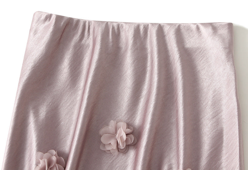 Light Pink Floral Applique Slip Skirt