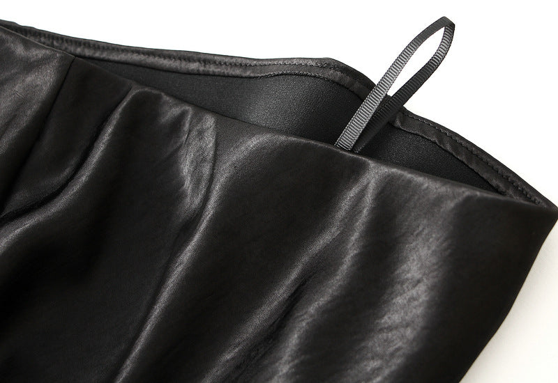 Black Floral Applique Slip Skirt