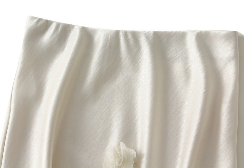 Light Apricot Floral Applique Slip Skirt