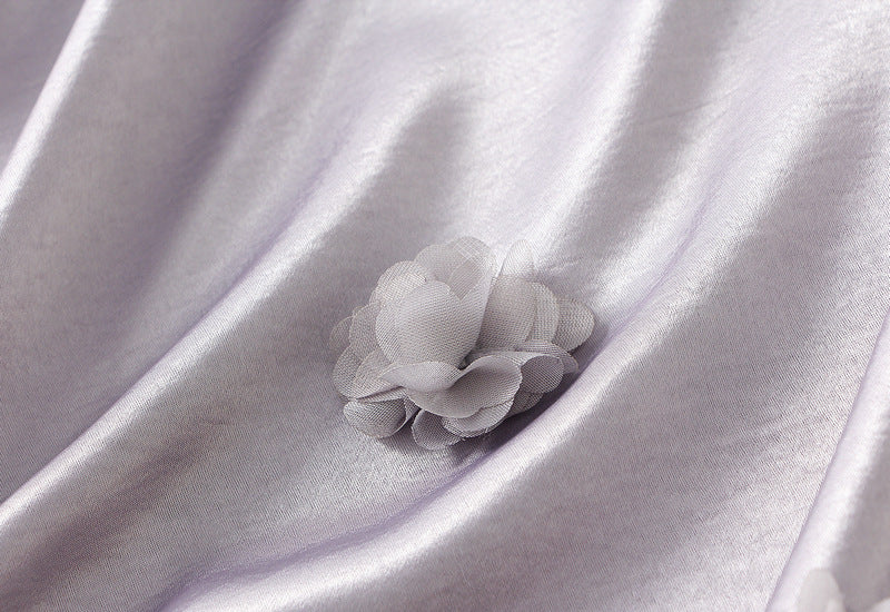 Purple Floral Applique Slip Skirt