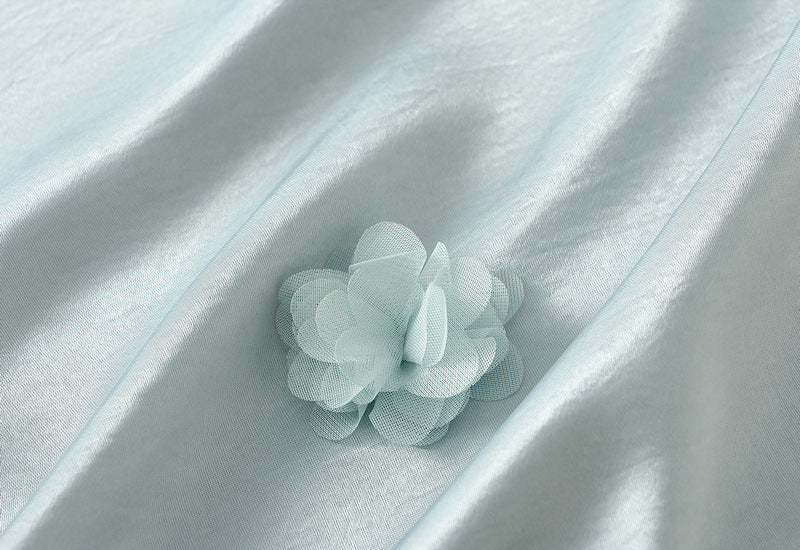 Light blue Floral Applique Slip Skirt