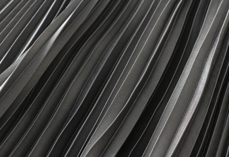 Charcoal Grey Pleated Tulle Hem Velvet Skirt