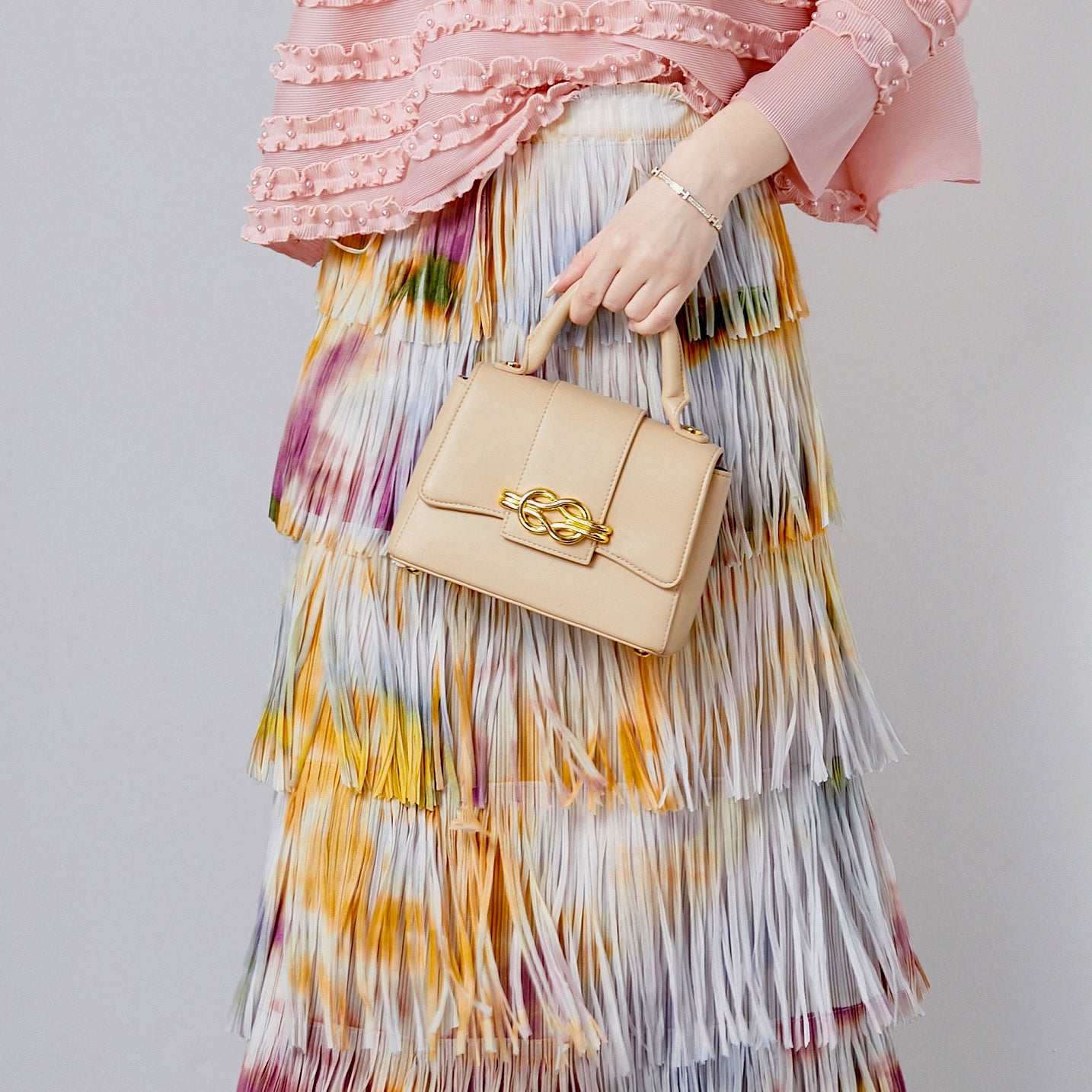 Golden Dawn Fringe Skirt With Tie And Dye Printing - 792614816517_YEL