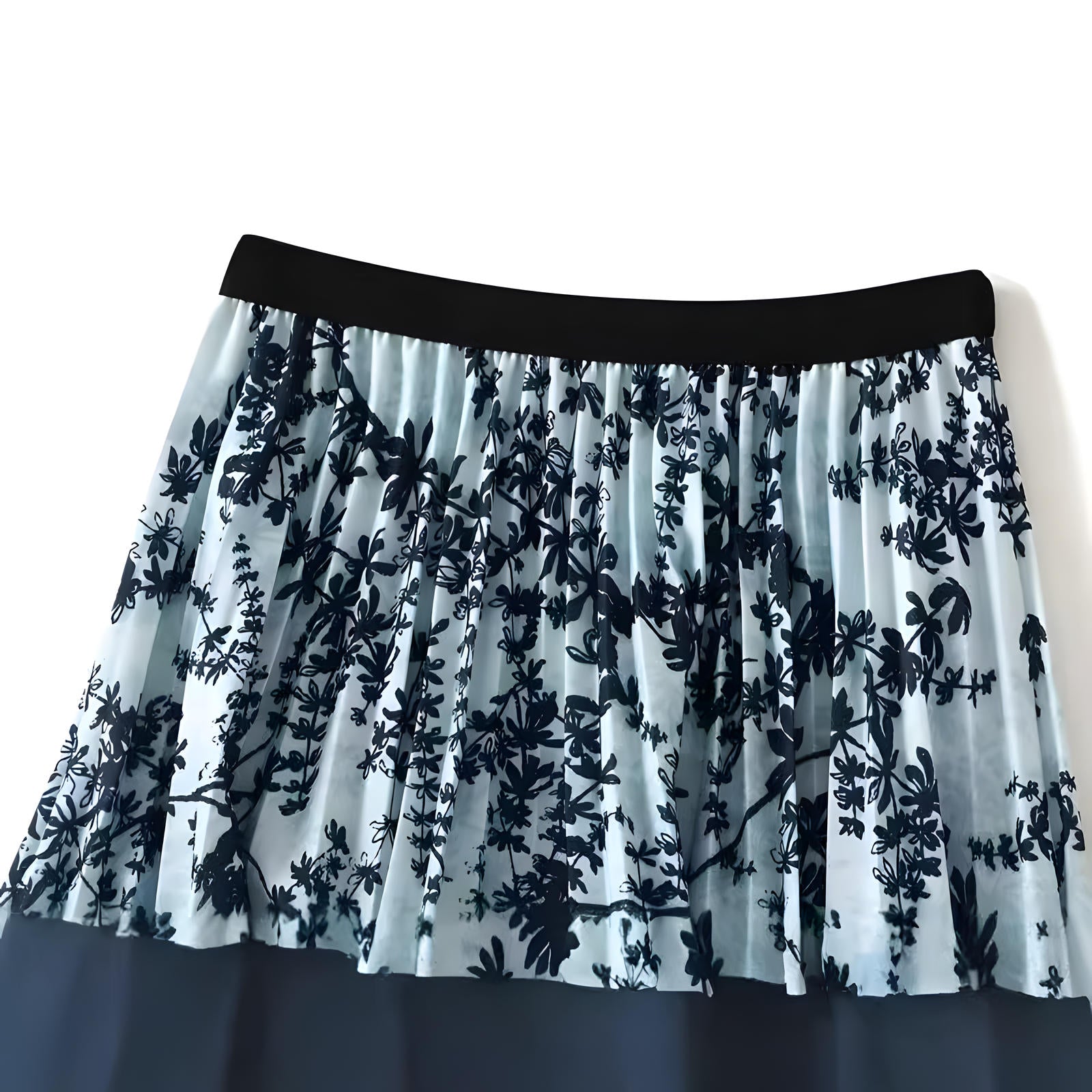 Chiffon Printed A Line Skirt - 2125_FLR_BLU
