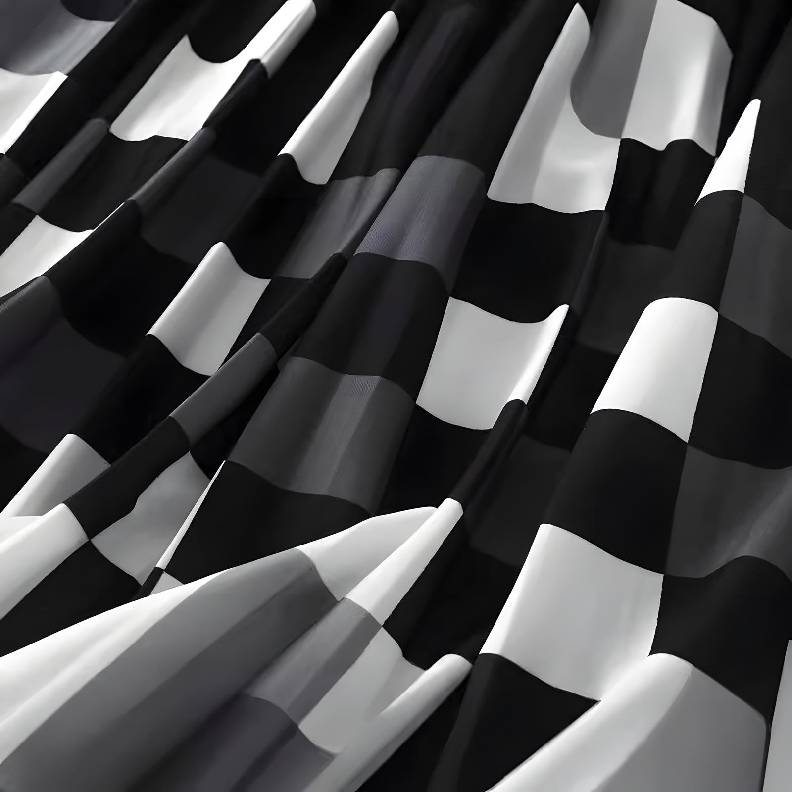 A Line Classic Black And White Plaid Skirt - 2125_PLD_GRE