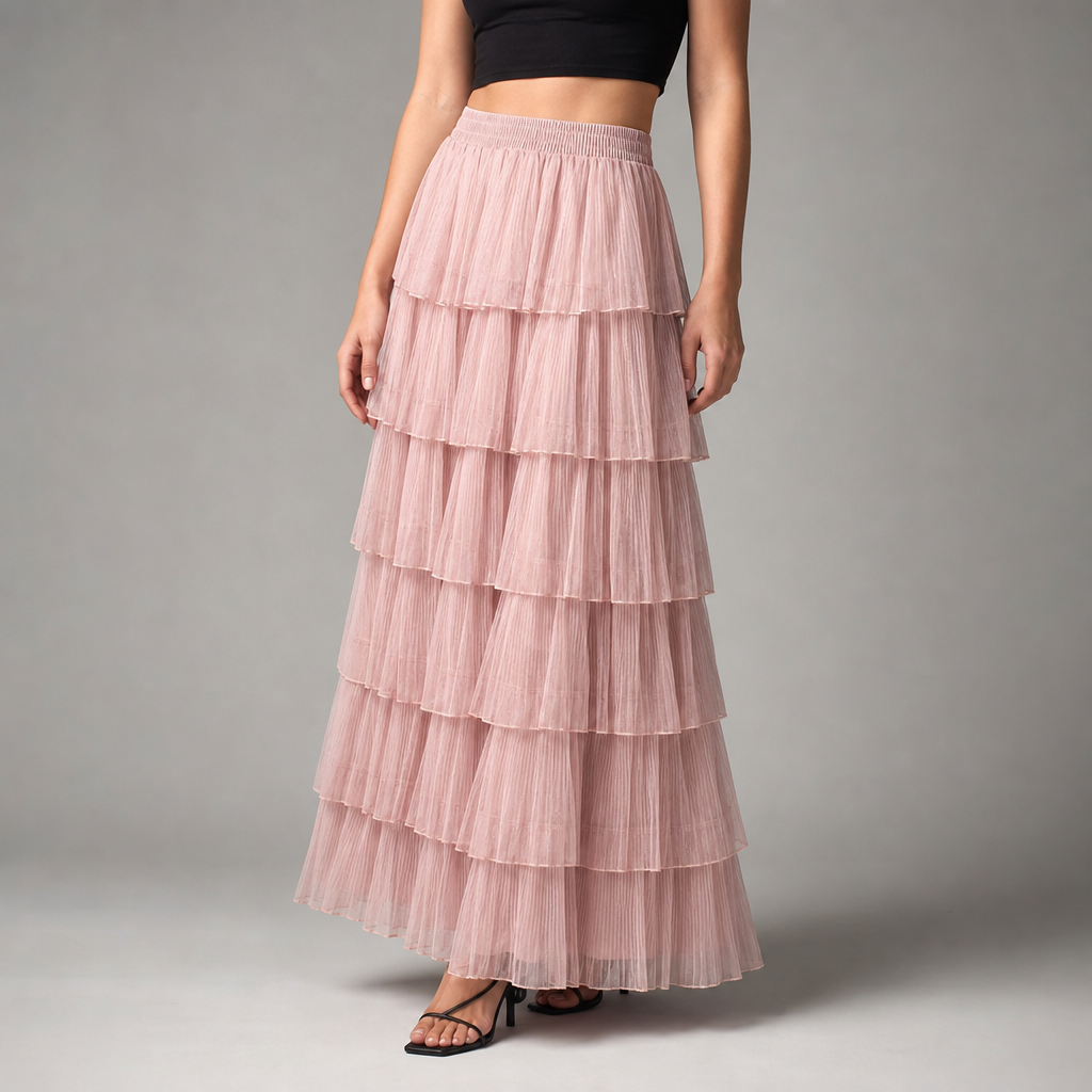 Florentine Pleated Tulle Skirt - PINK