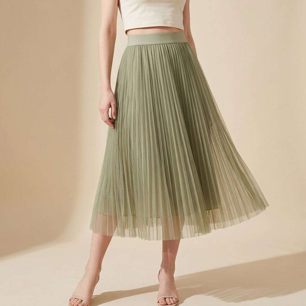 Sheer Layered Flare Skirt - LIGHTGREEN