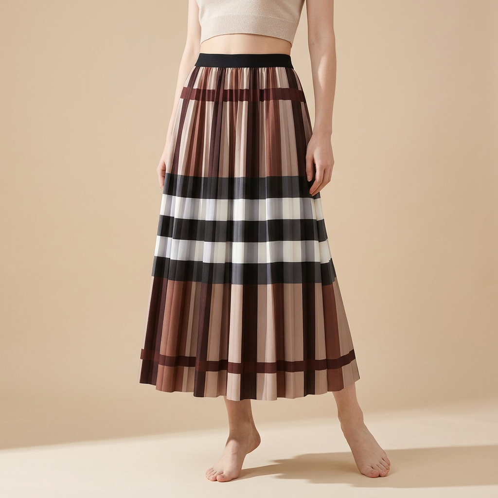 A Line Classic Khaki Plaid Skirt - 2125_PLD_KHA