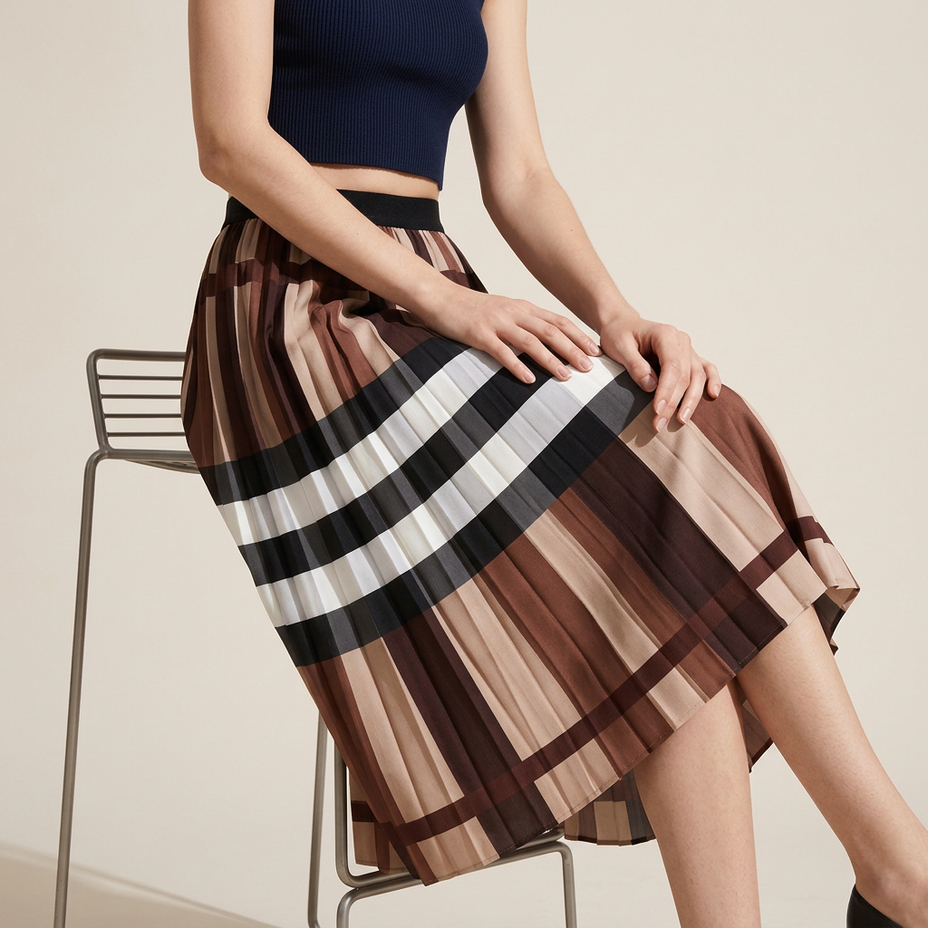 A Line Classic Khaki Plaid Skirt - 2125_PLD_KHA