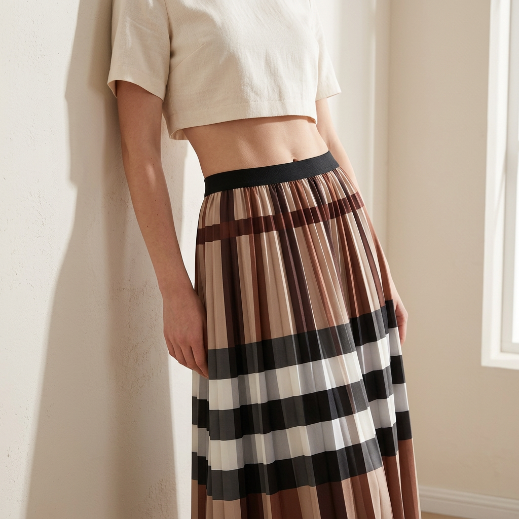 A Line Classic Khaki Plaid Skirt - 2125_PLD_KHA