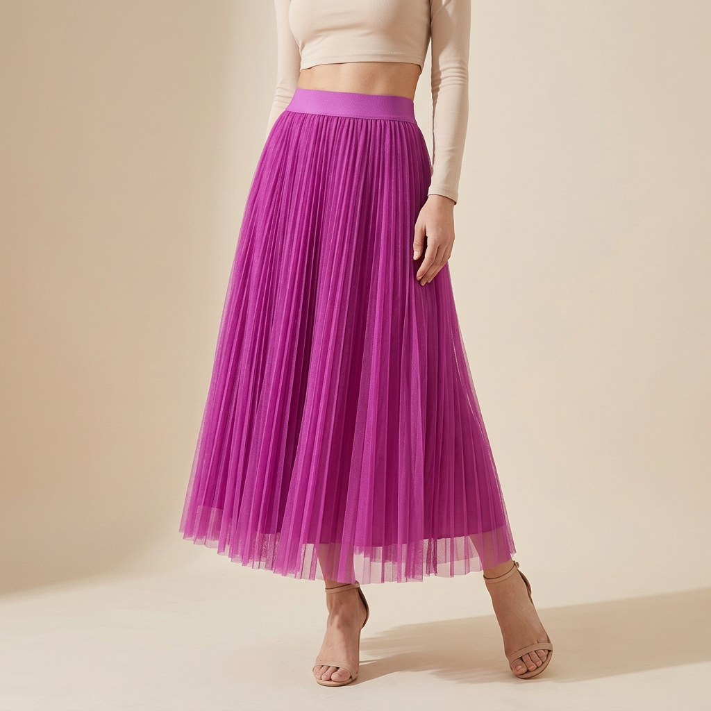 Sheer Layered Flare Skirt - PURPLE