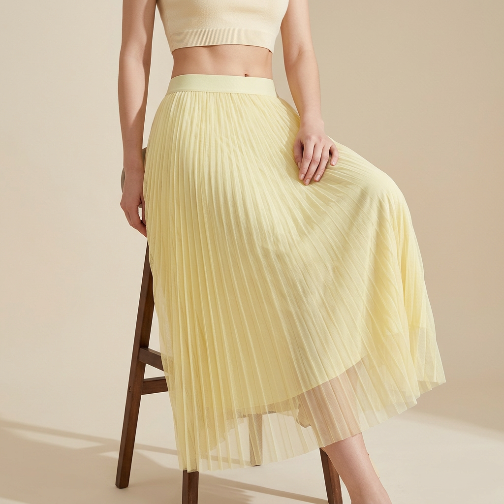Sheer Layered Flare Skirt - YELLOW