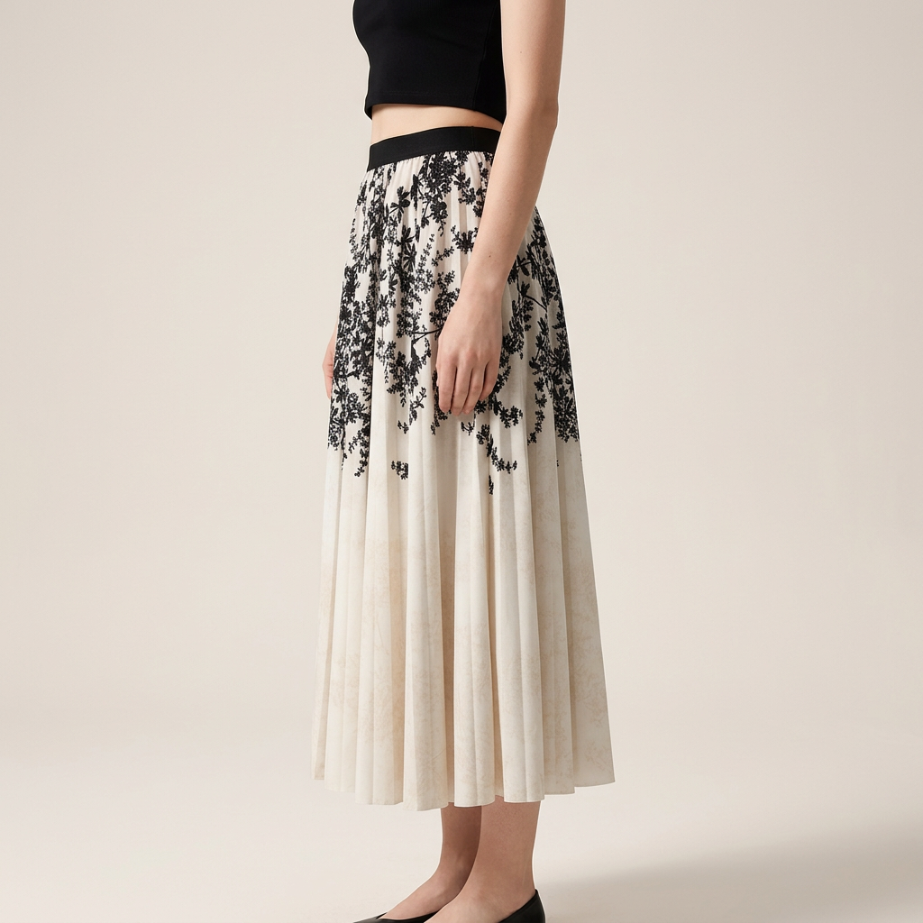 Chiffon Printed A Line Skirt - 2125_FLR_APR