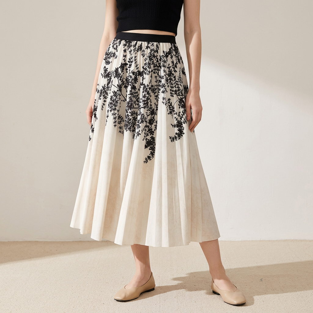 Chiffon Printed A Line Skirt - 2125_FLR_APR