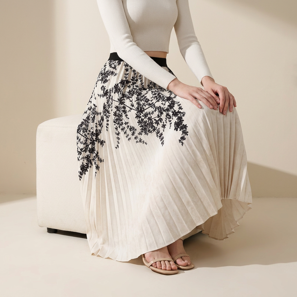 Chiffon Printed A Line Skirt - 2125_FLR_APR