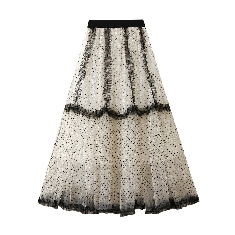 Vintage Polka Dot Tulle Maxi Skirt