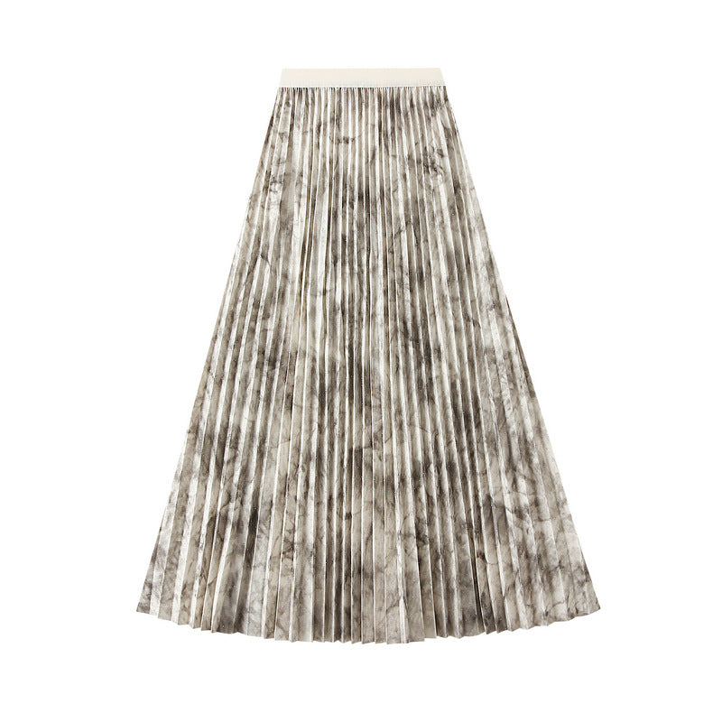 Marble Pleated Maxi Skirt