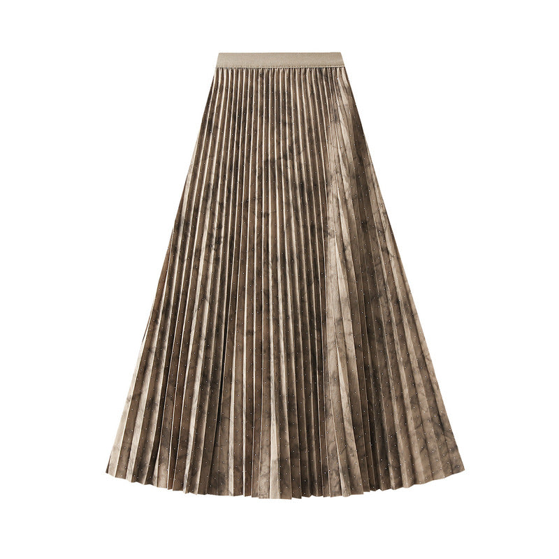 Shimmering Marble Pleated Maxi Skirt