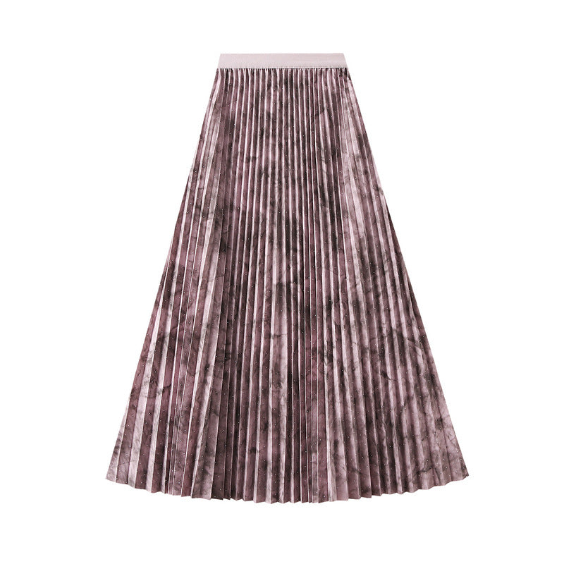 Blush Marble Pleated Maxi Skirt