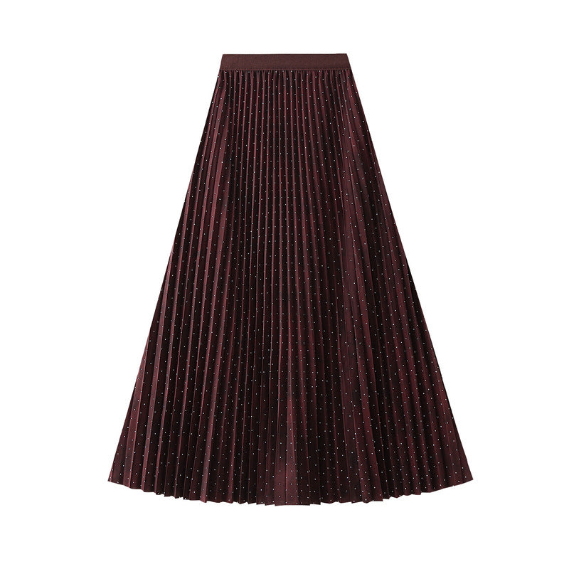 Burgundy Sparkle Pleated Maxi Skirt