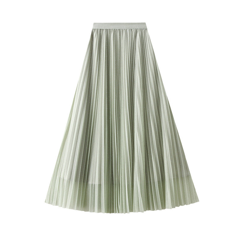 Soft Pleated Maxi Skirt – Sage Green