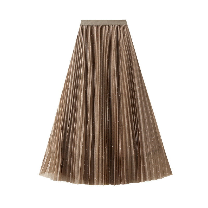 Classic Pleated Maxi Skirt – Mocha Brown